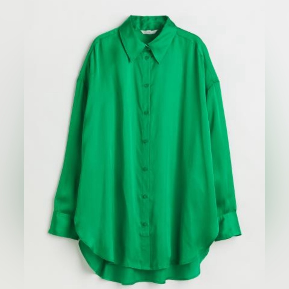 H&M Oversized Green Button Down NWT